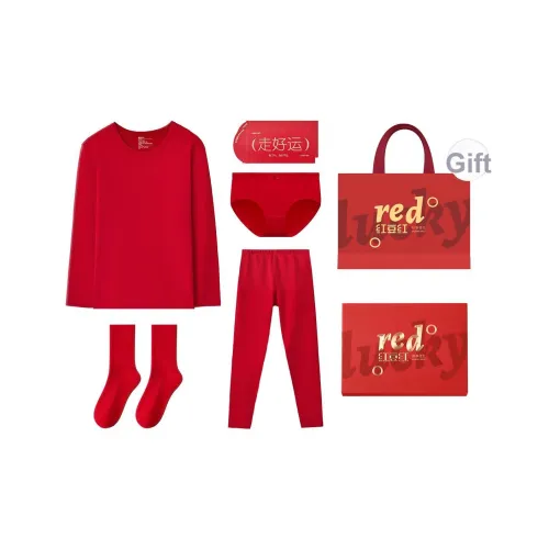 Red bean Женская базовая одежда Круглый вырез Комплекты: 1 шт. Трусы + 1 шт. Носки Женские термокомплекты