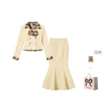 Бежевый Желтый Топ+Юбка+Бесплатно [Сумка для покупок]