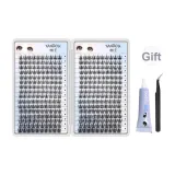 320 Кластер Lazy Trilogy Eyelash Книга [Клей + Профессиональные Угловые Пинцеты]