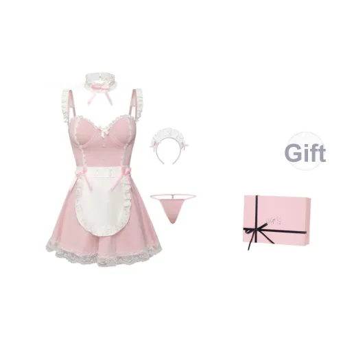 Gentle welcome Розовый комплект Gift Box Set [Нижнее белье + Повязка на голову + Шарф] Женские пижамные комплекты