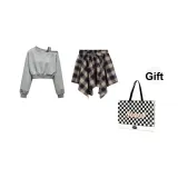 Серый комплект юбки