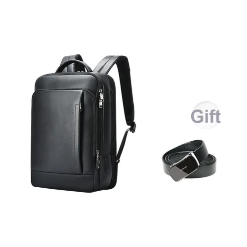 BOPAI Рюкзак из крупнозернистой текстуры коровьей кожи стандартный мужской черный