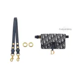 Dior WOC Синий 3-я установка Регулируемый Плечевой ремень 65-111 см [Включает 1 пару Маленького Антично-золотого Круга]