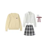 Заварной 4 пачки комплект (вязаный свитер + рубашка + юбка + бабочка)