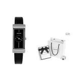 Чёрная кожа, ремешок, серебряный корпус