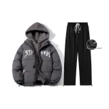 Флисовый комплект (серый топ + черные штаны)