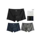 Тонкая версия, высота пояса, 3 упаковки, коробка включена (черный + темно-серый + темно-синий), 100% хлопок, высокоэластичный, антибактериальный