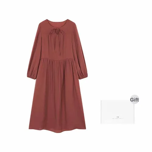 Mo Han Yi Mei Flowing Vermillion Женские Длинные Платья с Длинными Рукавами