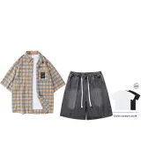 Set (верх желтый сетка + низ черно-серый) (короткие рукава)