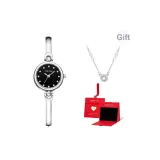 Серебряный ремешок, черный циферблат (в коробке "Joy" + ожерелье)