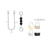 [Серебряный] Черный жемчуг + Четырехлистный клевер Декоративная цепь 30 см