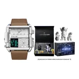 Серебряный корпус с белым циферблатом, коричневый ремешок