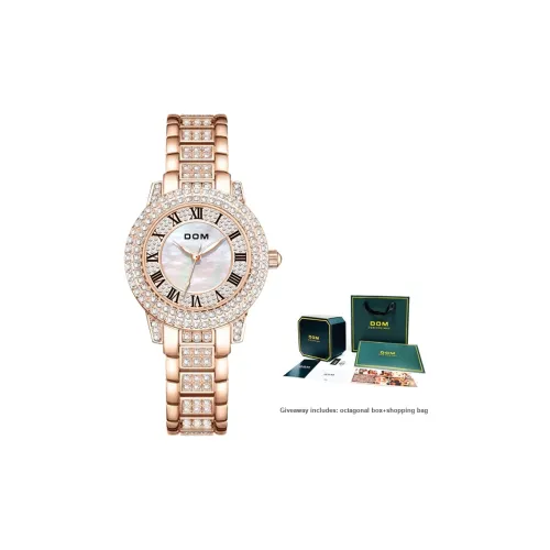 DOM Кварцевый механизм металлический ремешок женские часы белый циферблат