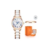 Розовое золото, корпус, синий циферблат, керамика, ремешок