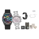 Черный Многоцветный Планета + Румяный Розовый [Стальной Браслет Браслет Одежда Наборы]