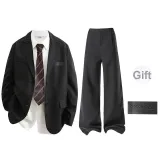 Черные брюки для костюма (в комплекте с брошью) (без воротника)