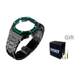 Черный корпус, черный ремешок, зеленый ободок