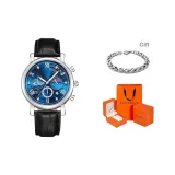 Серебряный корпус, черный ремешок