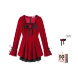 Красный + Бесплатно [Лента + Бутонниеры + Сумка для покупок]