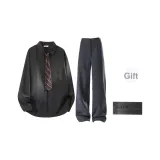 Черный+Темно-серый костюм брюки (в комплекте с брошью) (без воротника)