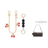 [Золотистый] Черный жемчуг + вишневый декоративный, цепь 30 см