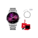 Серебряный ремешок, фиолетовый циферблат (в коробке "Восторг" + с браслетом + регулировщик часов)