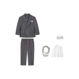 Серый деловой костюм, комплект из 2 предметов (с футболкой + ожерельем)