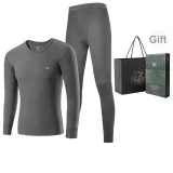 Мужской комплект одежды с V-образным вырезом (темный фотиния серый), 100% хлопок, дружественный к коже, антибактериальный (класс 3A)