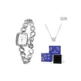 Серебряный, полосатый, белый циферблат (оригинальная коробка), в комплекте с ожерельем