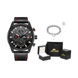 Черный циферблат, черный ремешок (браслет + коробка)