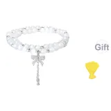 Кошачий глаз, живой, бант, браслет с бусинами [включает розово-золотую наклейку]