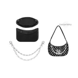 Двойной слой, декоративная цепь, нерегулярный жемчуг, 35 см + дралон, черный, подкладка