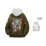 Армейская зеленая куртка (в комплекте с высококачественным тяжелым бело-серым свитшотом с фотокемией)