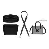 [Совместимость MLB Маленький Тоут] Черная фланелевая подкладка + черный, ширина 1,8 см, крестообразная текстура, серебристая пряжка, длина 90-120 см