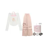 Розовый топ + розовые штаны