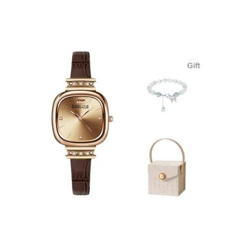 BAOGELA SENO Collection Кварцевый механизм Кожаный ремешок Часы Женские Кофейный циферблат