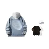 Синий деним с капюшоном-K709 (в комплекте с футболкой)