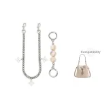 [Серебряный] Молочно-белый Перламутровый + Четырехлистный клевер Декоративная цепь 45 см