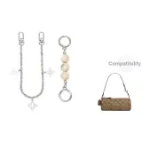 [Серебряный] Молочный Жемчужный + Четырехлистный Клевер Декоративная Цепь 30 см