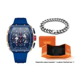 MF0399G Розовый Пескоструйный Синий Ремешок [Кубинский Браслет - Праздничная Коробка Комплект]