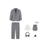 Серый комплект из 2 предметов (включает жилет + рубашку + бабочку + брошь)