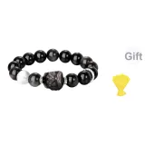 Серебряный бусинный браслет с обсидианом "Majestic Lion-Wealth Attraction" [включает розово-золотую наклейку]