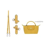 Желтый, серебристый, пряжка (Longchamp, перфорированная, износостойкая, пряжка + плечевой ремень).
