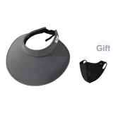 Темно-серая шляпа для защиты от солнца + черная маска для лица