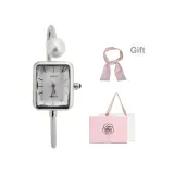 Серебристый + коробка + сумка для покупок + шелковый шарф