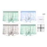 Спорт Бесшовный Дышащий Сетчатый Отверстия Ледяной Шелк [Светло-Зеленый + Светло-Синий + Светло-Зеленый + Светло-Серый] 4 Упаковки Подарочная Коробка Набор