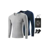 100% cotton  
Круглый вырез  
2 упаковки (Светло-серый + Темно-синий)  
2 упаковки носков + Сумка для покупок