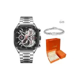 MS2217 Серебристый Черный + [Оранжевый Красный Коробка + Сумка для покупок + Кубинский Браслет]