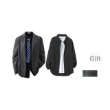 Темно-серая и черная рубашка (в комплекте с брошью)