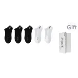 [5 пачек] Бездонно-черный + Бездонно-черный + Бездонно-черный + Натуральный белый + Натуральный белый (Носки-невидимки)